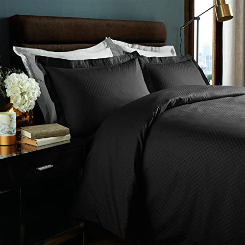 Roseley 100% Egyptian Cotton Duvet Set Covers Breathable Naturally Hypoallergenic Bed Set For Home or Hotel [Super King, Black]