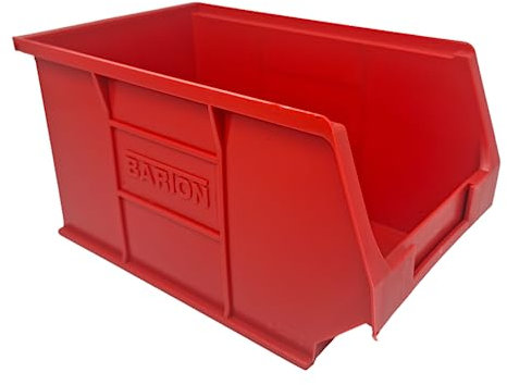 Red Storage Lin Bins | Tool Organiser Bin | Stackable Boxes for Garage | Wall Hanging Box | DIY Storage | Plastic Drawers (Medium-240x150x132mm) (10 Bins)