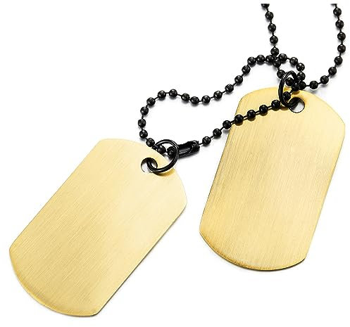 COOLSTEELANDBEYOND Klassischer Zwei Stücke Herren Bronze Dog Tag Anhänger und 69cm Kugelkette