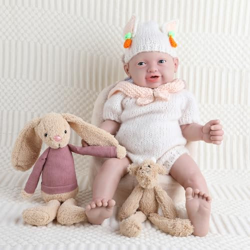 IVITA Ganzkörper Silikon Reborn Baby Puppe Offener Mund Neugeborene Babypuppe Zwillinge Babypuppe Weiche Babypuppe Kann Schnuller Fressen Mädchen 59CM