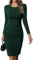 Missufe Figurbetontes Freizeitkleid Bodycon Knielanges Kleider Damen Enges Bleistiftkleid (Dunkelgrün,Groß)