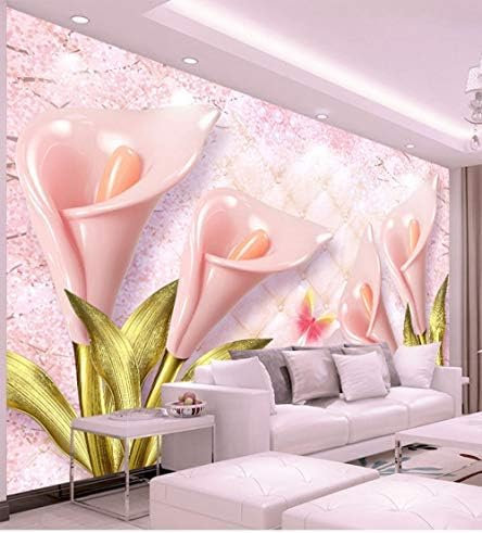 Fototapete Rosa Calla Lilie Geprägt Weich 3D Wohnzimmer Tapete Wandbild Tv Sofa Fototapete TV Wandbild Tapete Wanddekoration fototapete 3d Vlies wandbild Schlafzimmer-200cm×140cm