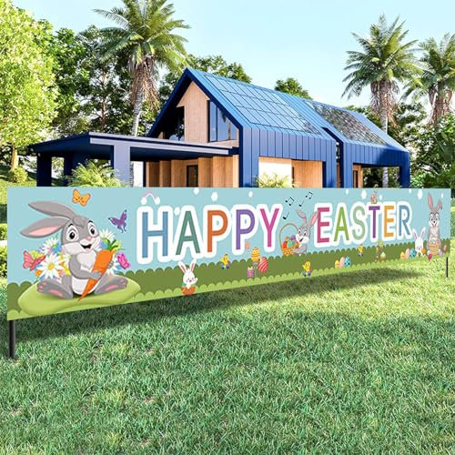 Ostern Banner Deko für Ostern Party Dekoration,Happy Easter Banner Hanging Flags Ostern Deko Outdoor Osterspiele, für Ostern Party Spiel Aktivität Hintergrund Dekoration, (C, One Size)