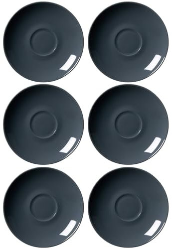 Ritzenhoff & Breker Doppio Kaffeeuntertassen, 6er Set, Anthrazit, ø 16 cm, Kaffee Unterteller mit farbigem Rand, Untere aus Porzellan, Spülmaschinengeeignet