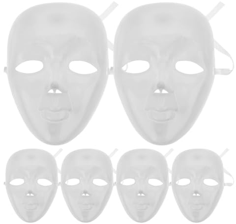 Blank Masks 6 Pcs White Full Face DIY