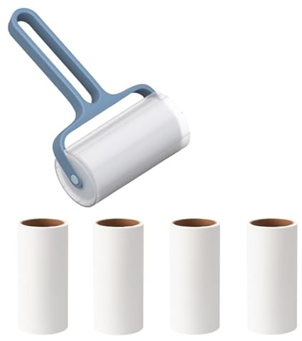 Lint roller, 4 spare 300 sheets, super sticky to remove pet hair, suitable for clothes, carpet, car seats, dust(blue)