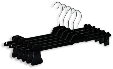 RSR Hangers Hosenbügel 10 Stück PUC Hosenspanner Kleiderbügel Kunststoff 36 cm | rutschfeste gummierte und verstellbare Klammern | 360° drehbarer Haken | platzsparend | Made in Germany