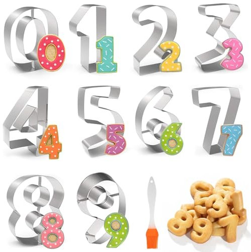 YIZWINS 10 Stück Zahlen Ausstecher, Groß Ausstechformen Zahlen 0-9, Keksausstecher 7cm,Edelstahl Cookie Cutter, Kekse Ausstechformen für Kekse, Backen,Kuchen Dekorieren, Fondant, DIY Backform zahlen