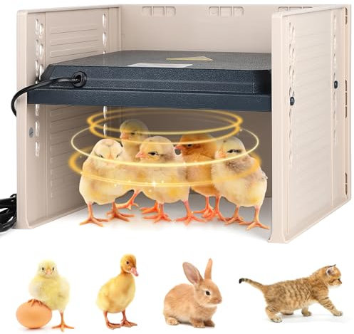 EFUTURETIME Küken Wärmeplatte Heizplatte 25W mit Temperaturanzeige und Windschutzscheibe Verstellbare, Einstellbarer Temperaturbereich 10~60°C