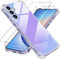 Tentoki 3 in 1 Cover e Vetro Temperato per Samsung Galaxy A34 5G, [Cuscino d'Aria Integrato] TPU Custodia Protettiva Antiurto Ultrasottile,previene l'ingiallimento,pellicola,Trasparente