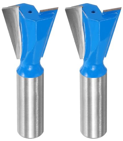 sourcing map 2pcs Dovetail Router Bit 1 Diameter 1/2 Shank Tungsten Carbide 14 Degree Dovetail Joint Drill Bit for Box Drawer Cabinet Joints Fine Woodworking