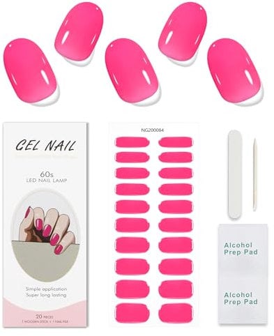 JMEOWIO Nagelfolie Leuchtendes Pink Gel Nail Nagelfolien Selbstklebend Nagelsticker Uv Härtend Dekoration Nageldesign Zubehör