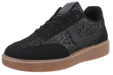 Ital Design Damenschuhe Freizeitschuhe Sneakers Low, YH40-, Kunstleder, Schwarz, Gr. 41