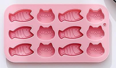 UR URLIFEHALL Lot de 2 moules en silicone en forme de chat, poisson, chocolat, fondant pour la cuisson des aliments, gelée, bonbons, gâteaux, biscuits, desserts