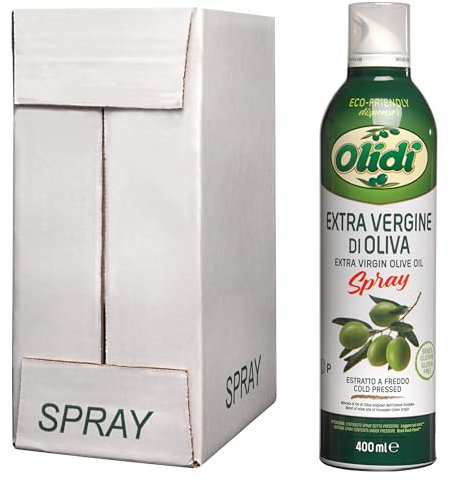 Olidì Olio Extravergine di Oliva Spray, 6x400 ml, Estratto a Freddo, Spray da Cucina, Zero Sprechi e Dosi Precise, Nebulizzatore olio