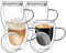 Esilihom 4x350ml Double Walled Glass Coffee Mugs with Lid, Cappuccino Macchiato Latte Glasses Cups with Handle, Heat Resistant Borosilicate Cup for Coffee Tea Milk Juice Ice Cream