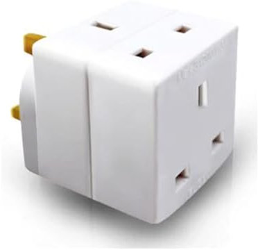 2 Way 3 Pin Plug Adapter 13A Multi-Plug Power Adaptor Extension With Double Socket Splitter UK Plug Adapter Used For Smart Phone, Refrigerator, Computer, Laptop, LED & Other Home (1)