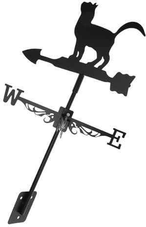 BESTonZON Wetterfahne Aus Metall Netz Wind Dekorationen Katzenwetterfahnen Außen Gartenwetter Indikator Modern Flügel Süßes Süße Katze Schaufel Katze Terrasse Rostfreier Stahl