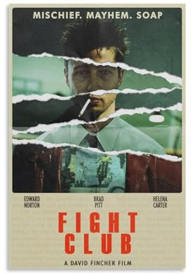Fight Poster Club Classic Movie Vintage Cover Für Zimmer, Ästhetische Leinwand-Wandkunst, Schlafzimmer-Dekor Poster 16x24inch(40x60cm)
