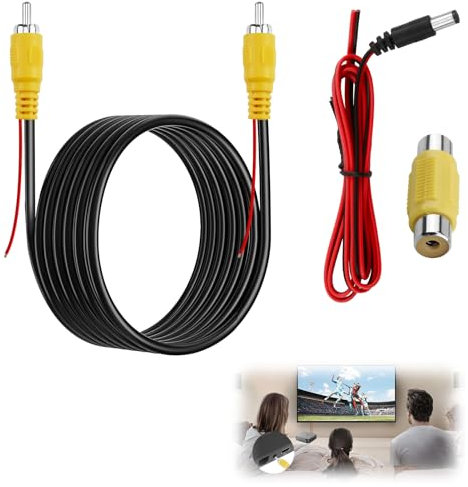 Cavo Video Rca Doppio Schermatura Migliorato 6m Maschio A Maschio Cavo Rca Prolunga Av Con Presa Video Giallo A Spina Femmina E Cavo Di Alimentazione Per Collegare Monitor E Telecamera Di Retromarcia