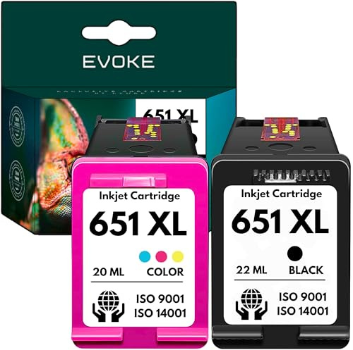 EVOKE 651 XL Patronen Set kompatibel zu HP OfficeJet 202c 250 252 Deskjet Ink Advantage 5575 5645 (Set Schwarz + Tricolor) 4300 Seiten 42ml