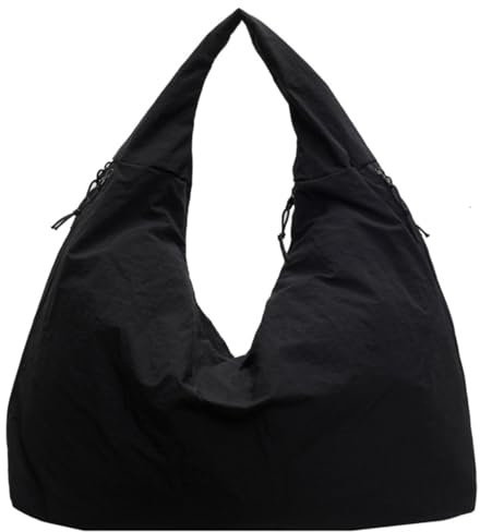 Caistre Slouchy Nylon Tote Bag Women Large Shoulder Crescent Handbag Zip Lightweight Purse Daily Casual Gym Work Travel