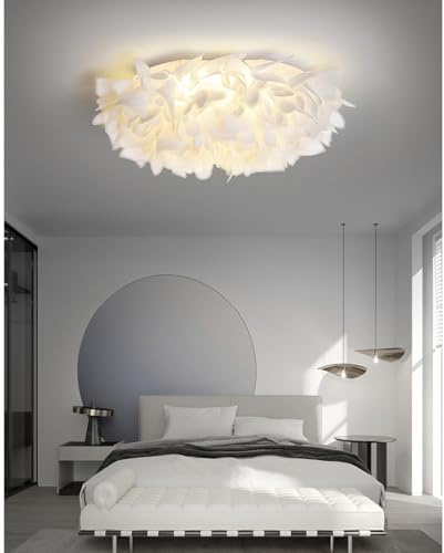 YZSJ LED Deckenleuchte Moderne Blumen Deckenlampe 24W/36W LED Dimmerbar, Weiß PVC & Eisen Lampenschirm Mit Fernbedienung, Für Wohnzimmer, Schlafzimmer, Esszimmer, Büro Küche Hängeleuchten Rund(53CM)