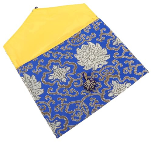 Rechteckige Buddhistische Tasche aus Gewebe, Blau, Tragbar | Bibel Umschlag, Bucheinband und Organizer Tasche, Geschenkbeutel Sowie Aufbewahrungstaschen für Schriften