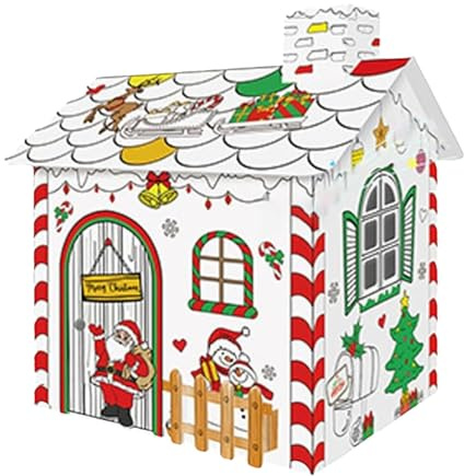 3D Weihnachtshaus aus Pappe | Bastelset mit LED-Beleuchtung | Malen & Bemalen - Bastelspaß für Kinder | Kreativset für die Weihnachtszeit