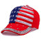 CRUOXIBB USA Bling Baseball Cap Sparkle Amerikanische Flagge Hut Männer Frauen Hip Hop Caps - Rot - Einheitsgröße