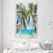 ABAKUHAUS Tropisch Wandteppich, Fenster zur exotischen Strandlandschaft Pastorale Komposition mit Palmen, aus Weiches Mikrofaser Stoff Wand Dekoration Für Schlafzimmer, 140 x 230 cm, Braun Aqua