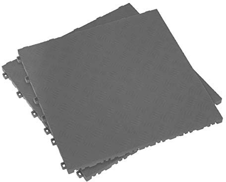 Sealey FT3G 400 x 400mm Polypropylene Floor Tile - Grey Treadplate - Pack of 9