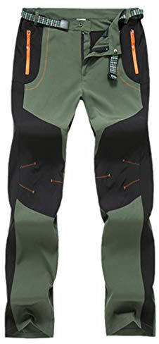 Yowablo Damen Gefüttert Winterhose wasserdicht + Winddicht + atmungsaktiv + warm + elastisch Verdickte Softshellhose Berghose Funktionshose Trekkinghose Wanderhose Outdoorhose (L,Damen-Grün)