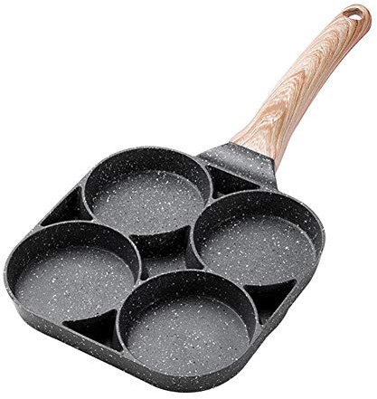 Tamagoyaki-Pfanne, 4 Löcher, für Burger, Eier, Schinken, japanische Omelette-Pfanne für Herd und Induktionsherd, antihaftbeschichtet