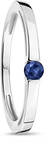 OROVI Schmuck Damen Ring Weißgold mit Edelstein Geburtsstein September blauer Saphir Verlobungsring 9 Karat (375) Gold