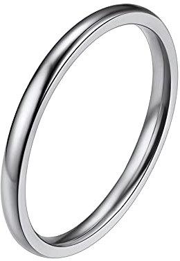 PROSTEEL Herren Trauring hochglanzpoliert Bandring Größe 59 Simpel Edelstahl 2mm breit Band Ring Partnerring für Männer Modeschmuck Accessoire für Weihnachten