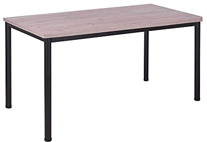 Schreibtisch u. Besprechungstisch mit schwarzem Tischgestell | Konferenztisch Bürotisch Computertisch Mehrzwecktisch Arbeitstisch PC-Tisch Homeoffice-Tisch (Eiche modern, 80 x 80 x 77,5 cm)