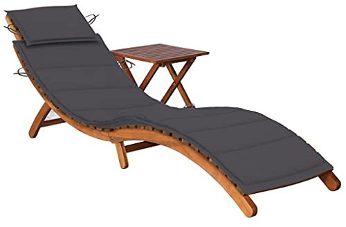 vidaXL Sonnenliege mit Tisch und Auflage Massivholz Akazie
