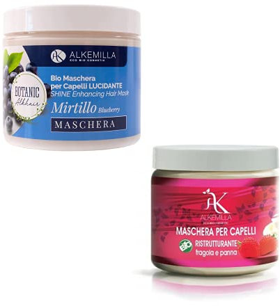 Maschera Capelli Ristrutturante Panna e Fragola 200 ml + Mirtillo 200 ml