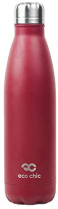 Eco Chic Reusable Thermal Bottle | Stainless Steel Insulated Travel Bottle with Leakproof Lid | Eco-Friendly and Reusable for Hot & Cold Drinks (Solid Red)