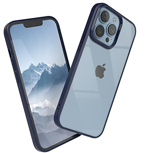 EAZY CASE Clear Hybrid Bumper Hülle kompatibel mit iPhone 13 Pro, Handyhülle mit Ultra Aufprallschutz, Stoßfest und Kratzfest, dünne Schutzhülle mit Kameraschutz, Slim Cover Handy Case, Nacht Blau