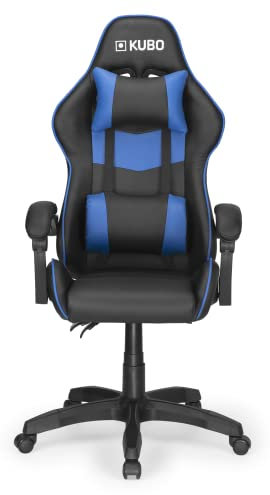 KUBO Silla Gamer - Ergonómica - Reposacabezas - Elevación Gas Nivel 4 - Máximo Confort - Color: Azul -Peso Máximo de hasta 130 kg
