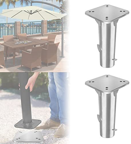 LARS360 Lot de 2 douilles de sol universelles en métal avec plaque de base pour parasols