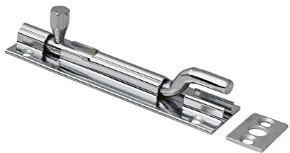 Merriway BH07726 Heavy Duty Swan Necked Door Barrel Bolt With Backplate, Bright Polished Stainless Steel 100mm