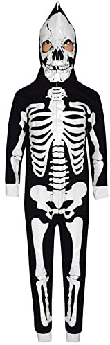 A2Z 4 Kids Girls Boys Skeleton Print Pyjama - Skeleton Onesie Black White 13