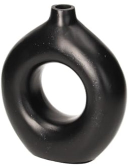 Boltze Vase Ronella (schwarz matt, moderne Blumenvase / Dekovase, LxBxH 19x8x23 cm, aus Metall, skandinavisches Design) 2019399
