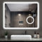 Heilmetz Bathroom Mirror with Led Lights, 800 x 600mm Bathroom LED Mirrors Wall Mounted, Bluetooth Illuminated Mirror with Demister Clock 3x Magnification, Colour Changing Mirrors Horizontal