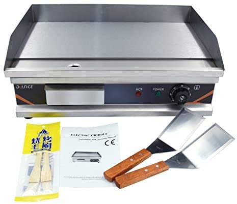 DULNICE Electric Griddle 3000W, 54cm Commercial Griddle,Business Catering BBQ Steak Flat Top Grill with Thermostatic Control 50°C-300°C(Full Flat)
