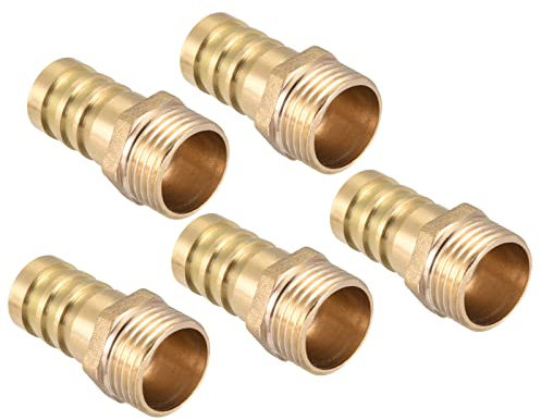 QUARKZMAN Lot de 5 raccords Barb G1/2 - 16 mm en laiton - Air, eau, carburant, pneumatique - Doré