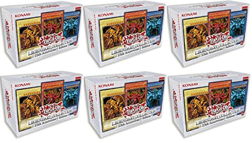 YuGiOh! Legendary Collection: 25th Anniversary Edition sealed Case (6 Boxen) - DEUTSCH - Yu-Gi-Oh! Karten NEU + Arkero-G 100 Small Soft Sleeves